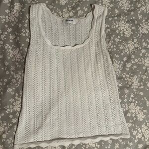 White Ribbed Knit Tank Top